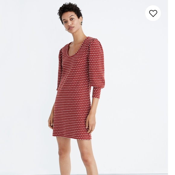 Madewell Square-Neck Long-Sleeve Mini Dress in Bow-Tie Jacquard - Picture 1 of 7